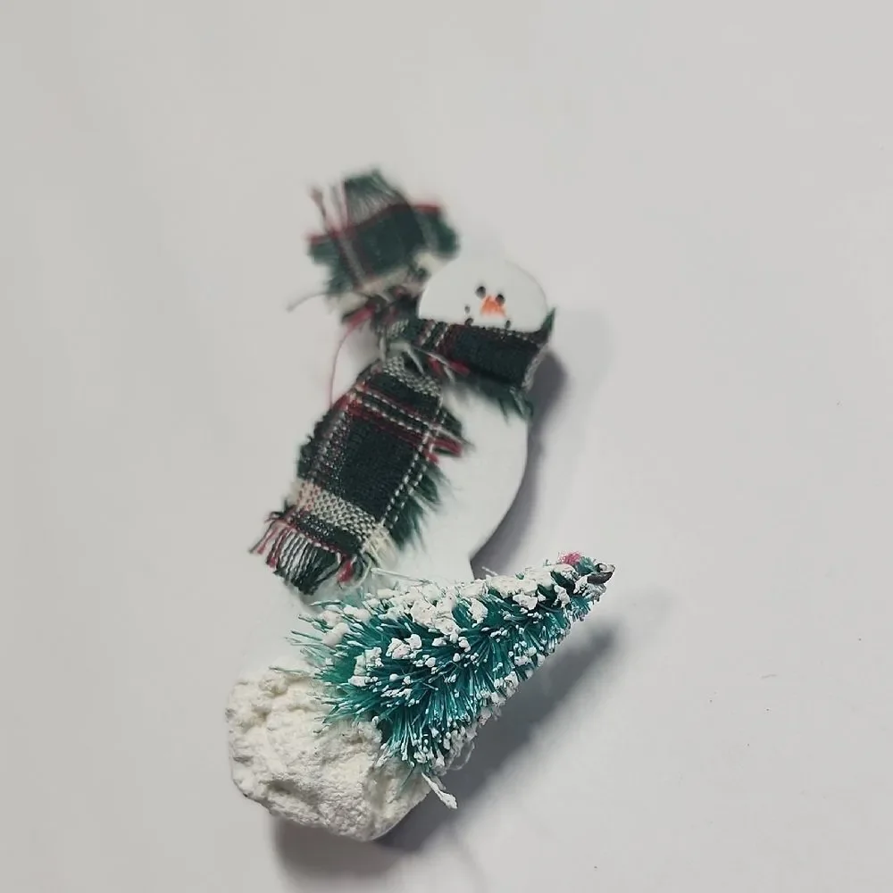Funny Festive Snowman Brooch with Scarf Strategic Placement